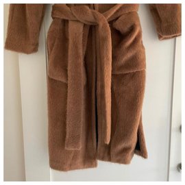 Zara-Manteau moelleux Zara Camel avec ceinture Gr. XXL neuf avec étiquette-Cognac