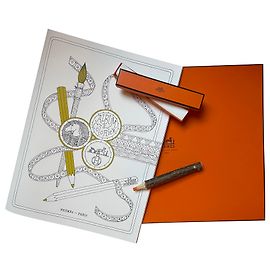 Libro para colorear Hermès + lápiz Hermès Blanco Naranja