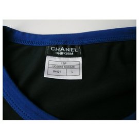 Chanel-CHANEL UNIFORM T-Shirt mit langen Ärmeln Marine MIXTE TL NEUF-Marineblau