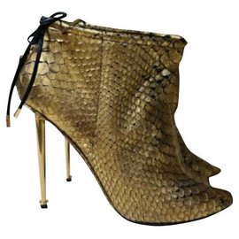 Tom Ford Python Wrap Drawstring Ankle Boot Booties Sz. 39 1/2 Golden