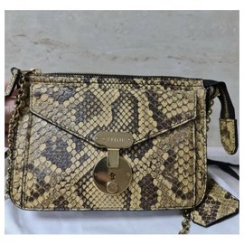 Celine Daoust-Celine Python Leather Chain  Shoulder Bag-Golden