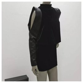Tom Ford-Tom Ford Black Velour Open Sleeves Mini  Dress Sz 40-Black