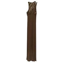 Just Cavalli Langes Einflügeliges Kleid Hellbraun Viskose Hellbraun