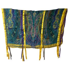 Sciarpa Etro in seta multicolore con frange in raso Multicolore