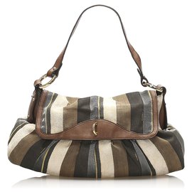 Fendi-Fendi Brown Chef Canvas Shoulder Bag-Brown,Multiple colors