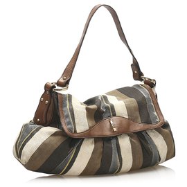 Fendi-Fendi Brown Chef Canvas Shoulder Bag-Brown,Multiple colors