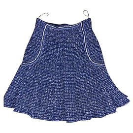 Chanel-2Falda de tweed K $ NEW-Azul