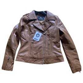 Autre Marque Lambskin Biker Jacket Caramel Caramel