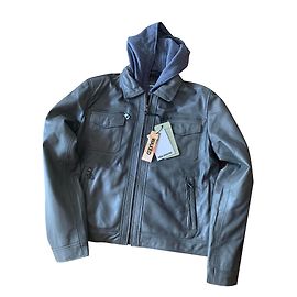 Autre Marque Graue Lammfelljacke mit abnehmbarer Kapuze Grau