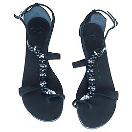 Giuseppe Zanotti Snake shape beaded sandals Black