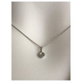Djula-Solitaire pendant and chain. solitaire ring-Silvery