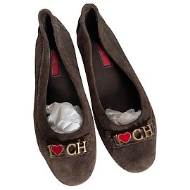 Ballerines Carolina Herrera en daim Marron foncé