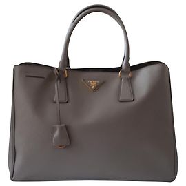 Prada Saffiano Lux Tote Bag Taupe