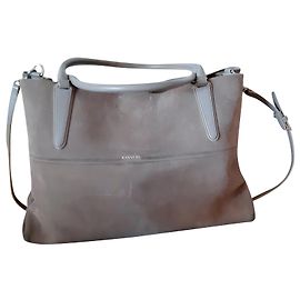 Sac shopper Coach en daim taupe Taupe