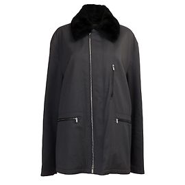 Very beautiful Hermès men's canvas jacket, leather and silver trim, New condition Black