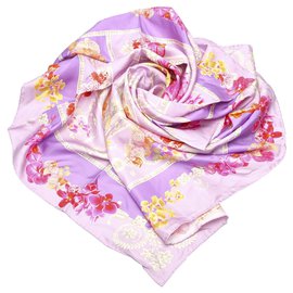 Sciarpa di seta stampata viola di Versace Multicolore Porpora
