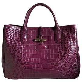 Longchamp SAC VIOLINE EN CUIR DE VEAU FRAPPÉ CROCO Violet