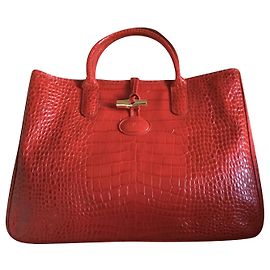 Longchamp BORSA IN VITELLO A FORMA DI CROCO ROSSO Rosso