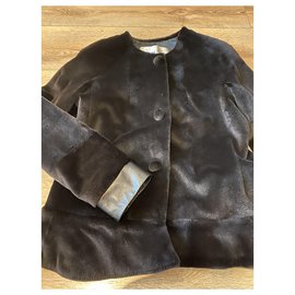Sprung Frères-Sprung Frères jacket in shaved mink-Dark brown