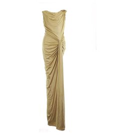 Tadashi Shoji-Tadashi Shoji Maxi Dress Gown-Beige,Golden