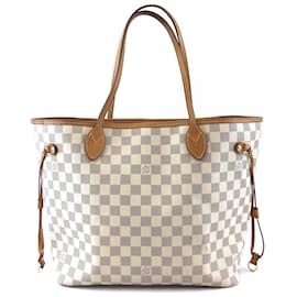 Louis Vuitton-Louis Vuitton Neverfull Mm Damier Azur Lienzo-Blanco