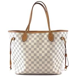Louis Vuitton-Toile Louis Vuitton Neverfull Mm Damier Azur-Blanc