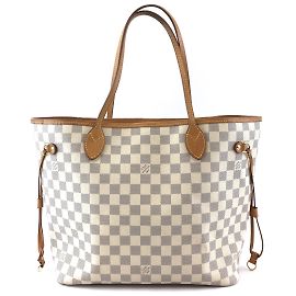 Louis Vuitton Neverfull Mm Damier Azur Leinwand Weiß