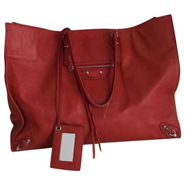 Balenciaga-Bolsa de papel A4-Roja