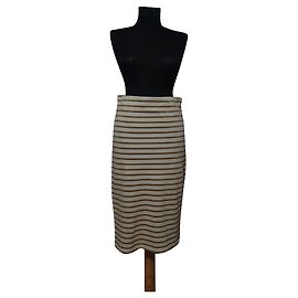 Jupe midi Ganni Lurex Sailor rayée dorée Blanc Multicolore Doré