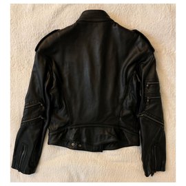 Emilio Pucci-Black deer leather biker jacket-Black