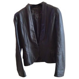 Autre Marque Black leather lambskin jacket Black