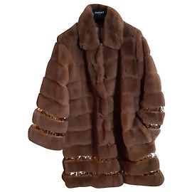 Twin Set Ecopelliccia con paillettes Cognac