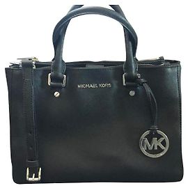 Michael Kors Sutton Medium Black Saffiano Leather Handbag Black