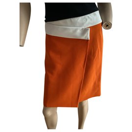 Joseph-Joseph Black & White Asymmetric Tammy Mini Skirt-Orange