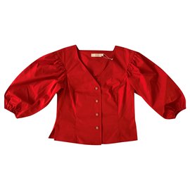 Tory Burch Top rojo amapola de algodón Roja