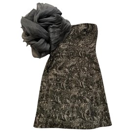 Armani Gesticktes Cocktailkleid Anthrazitgrau