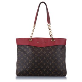 Louis Vuitton-Louis Vuitton Brown Monogram Pallas Shopper-Brown,Red