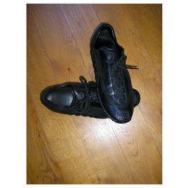 Dior-Zapatillas de cuero negras, Pointure 36.-Negro