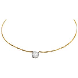 inconnue-Two gold solitaire necklace with diamonds 2,17 carat.-Other