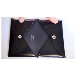 Hermès-Calvi card holder. black box leather. neuf. mixed. Intemporel.-Black