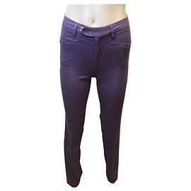 Calça cigarro Joseph roxa de algodão com debrum rosa Roxo
