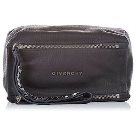 Givenchy Grey Pandora Leder Clutch Bag Grau