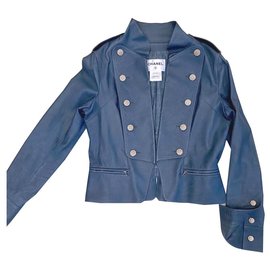 Chanel-Paris - chaqueta de cuero Versailles-Azul