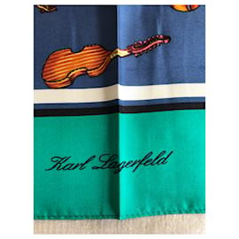 Karl Lagerfeld-Vintage Karl Lagerfeld silk scarf-Dark green