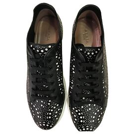 Alaïa leather sneakers black and white Black White
