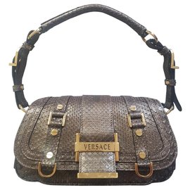 Gianni Versace Python Clutch Bag Bronze Bronze