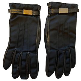 Prada Leather Gloves Black Cashmere Black