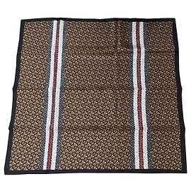 Foulard Burberry Monogramma BB in seta marrone e nero Multicolore