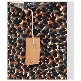 Apc Mehrfarbiger Pullover aus Baumwollkaschmirmischung Braun Mehrfarben Leopardenprint