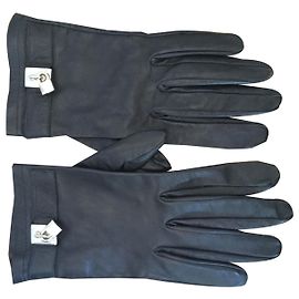 Luvas Guess de couro preto com cadeados prateados Preto